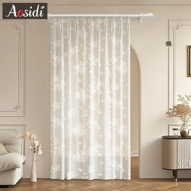 Modern floral tulle voile curtain for living room and bedroom window Offre Du Jour