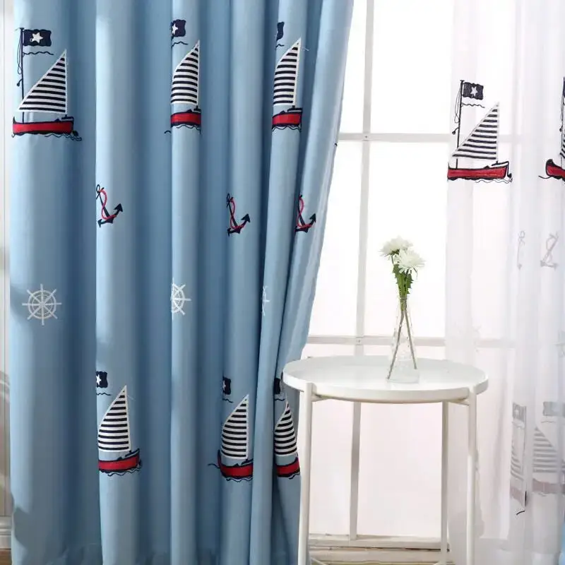 Produit De Marque Children's bedroom curtain with cartoon stars and rocket design
