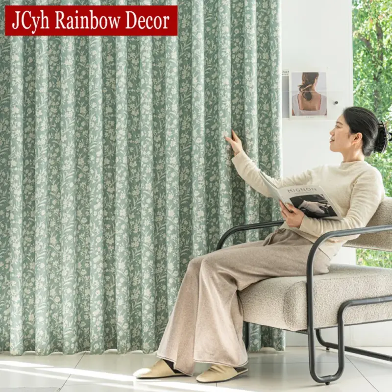 Floral blackout curtain countryside style for living room or bedroom Retour Gratuit