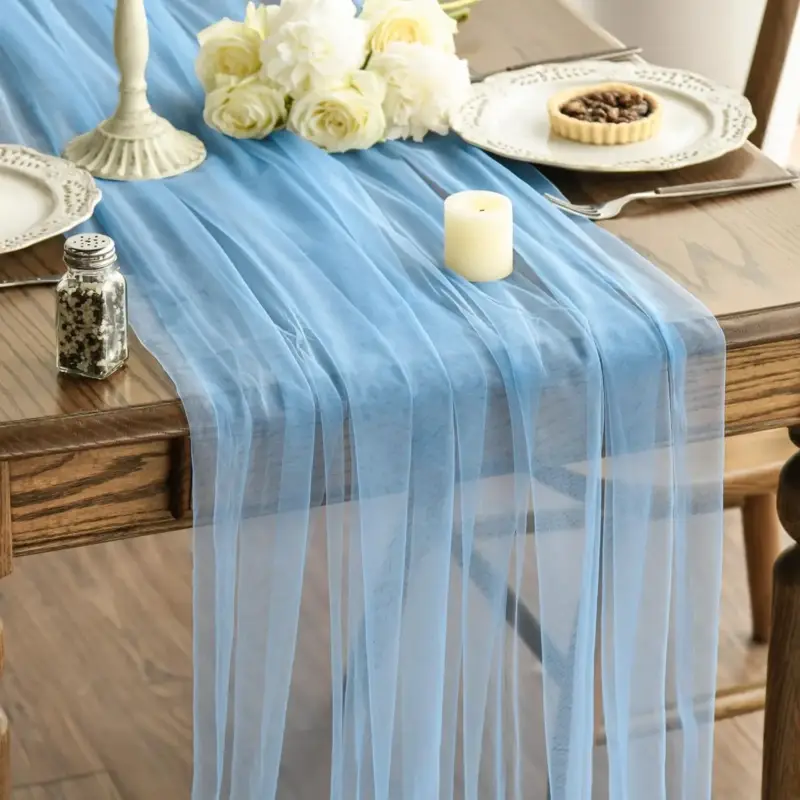 Promotion Sheer gauze table runner for wedding and arch decoration