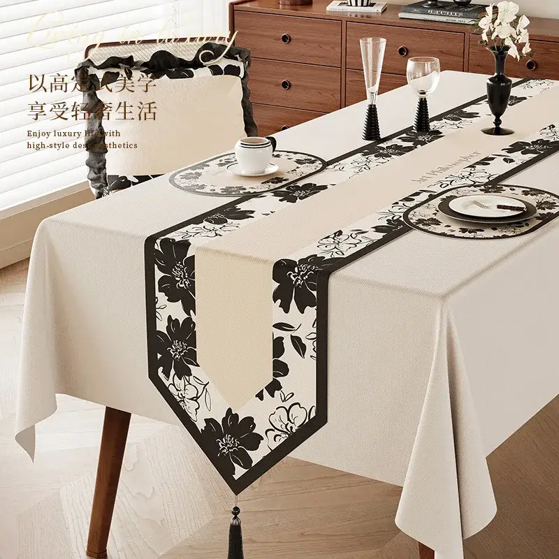 Certifié Vintage botanical floral linen table runner, farmhouse style