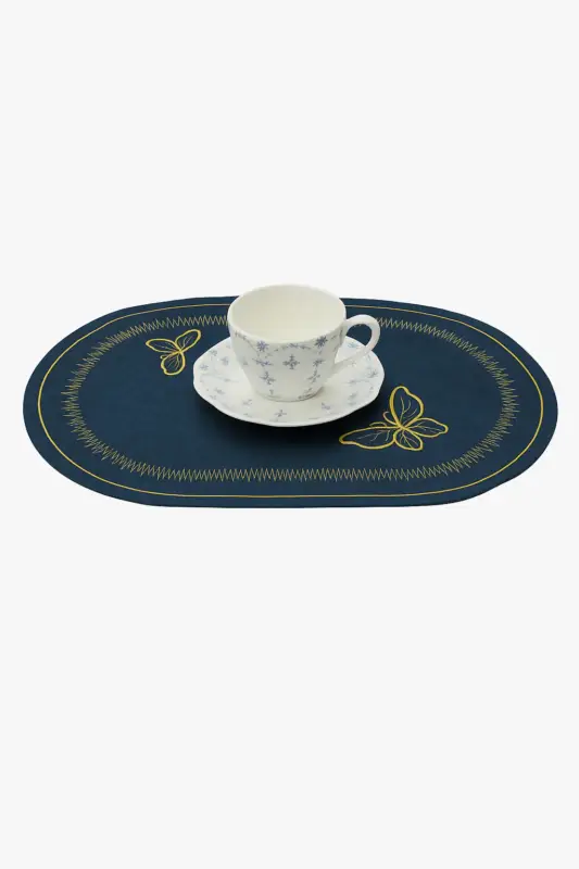 Jusqu'à Épuisement Des Stocks Embroidered linen placemat set, modern style, washable and durable