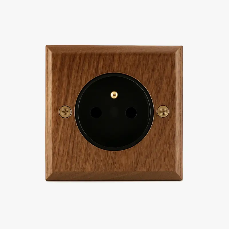 Affaire À Saisir Wooden electrical socket with gold screws