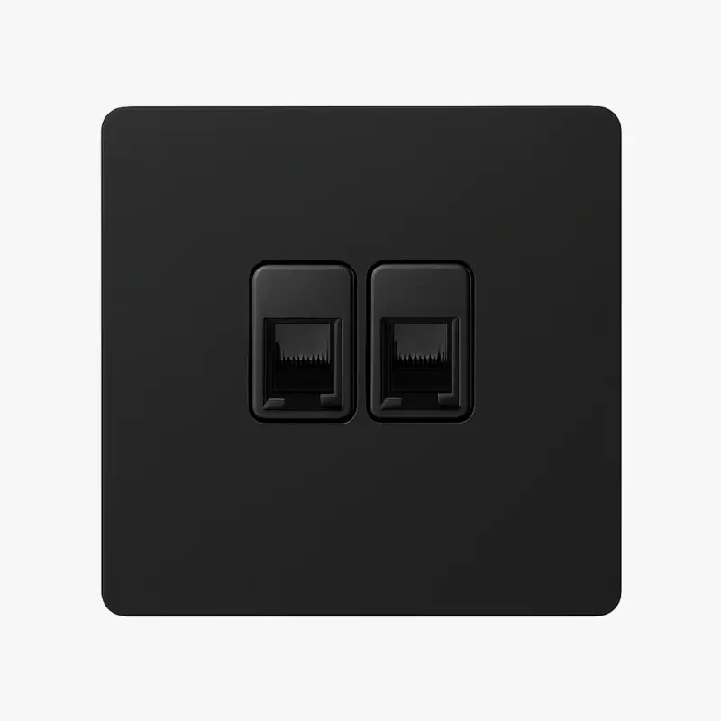 Double rj45 socket in matte black steel with rounded edges Offre Spéciale