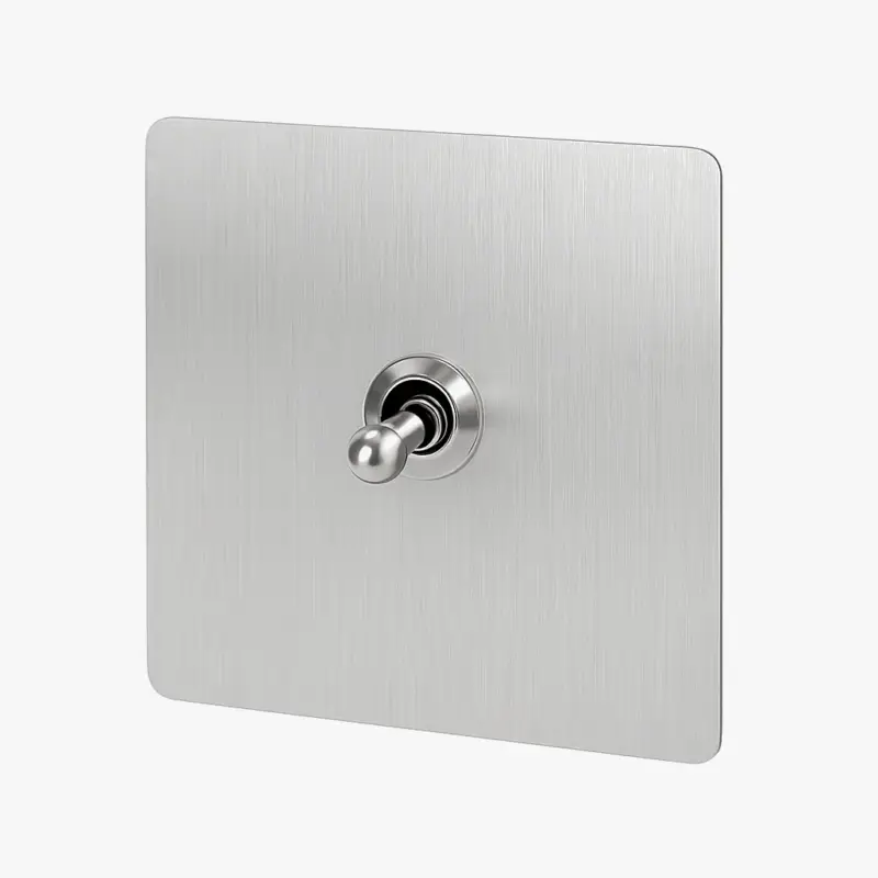 Single 1-gang light switch in brushed light grey steel with rounded... Dernière Chance