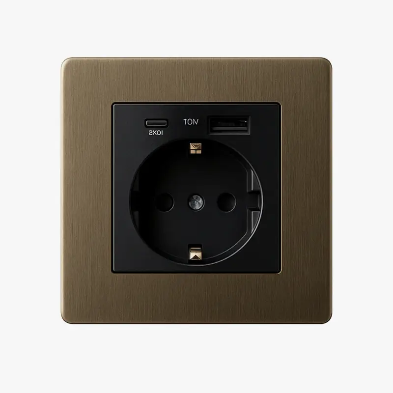 Bon Plan Electrical socket with dual usb and usb type c (europe) in antique ...