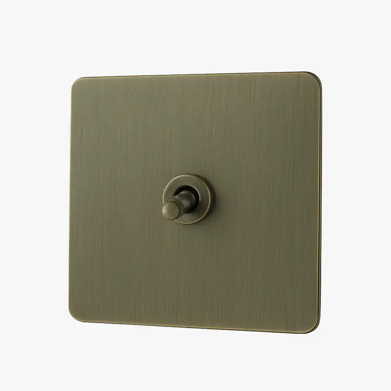 Single gang light switch in brushed antique grey steel with rounded... Paiement Sécurisé