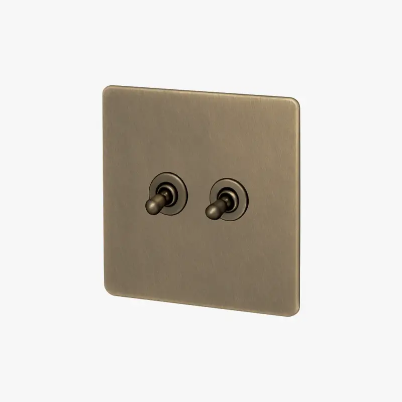 Offre Exclusive Double two-way intermediate switch in aged bronze steel with rounde...