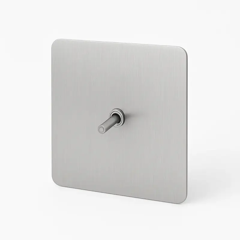 Single 1-gang switch in brushed light grey steel with rounded edges Prix Bas