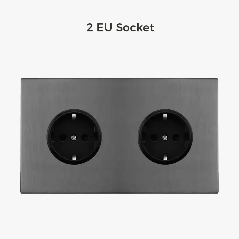 Prise électrique double en acier gris foncé brossé Offre Limitée
