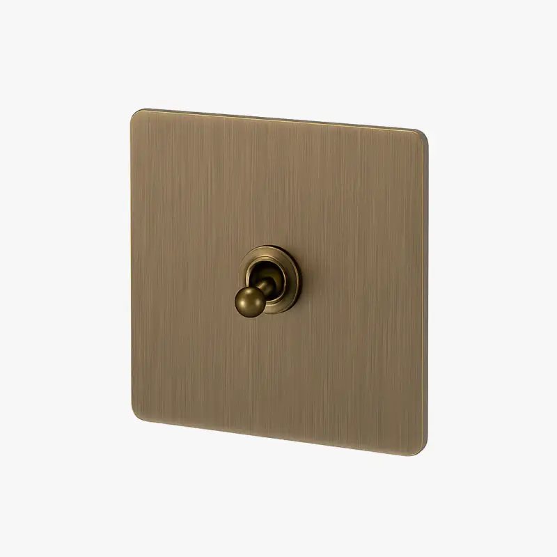 Single 1-way switch in brushed grey steel with rounded edges Prix Réduit