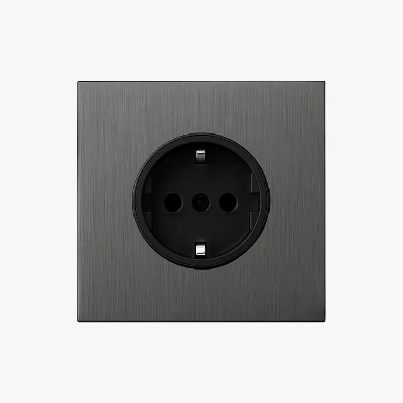 Must-Have European electrical socket in brushed grey steel