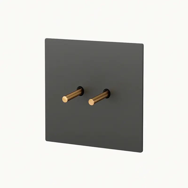 Offre Exclusive Double intermediate 2-way switch in brushed grey and gold steel