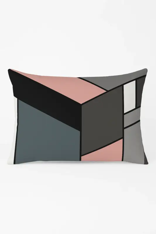 Rectangular geometric cushion cover yellow and red 30 x 50 cm Meilleure Vente