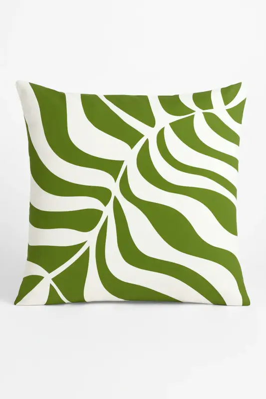 Decorative cushion cover with green leaf patterns Produit De Marque