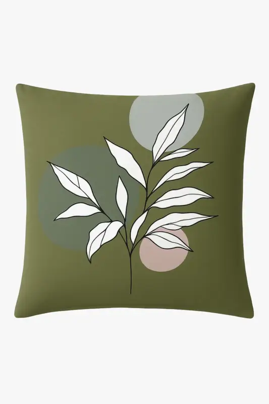Decorative cushion cover with abstract green floral pattern Marque