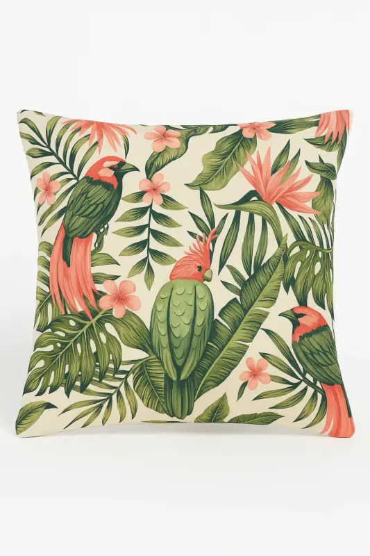 Jusqu'à Épuisement Des Stocks Tropical parrot motif cushion cover for living room