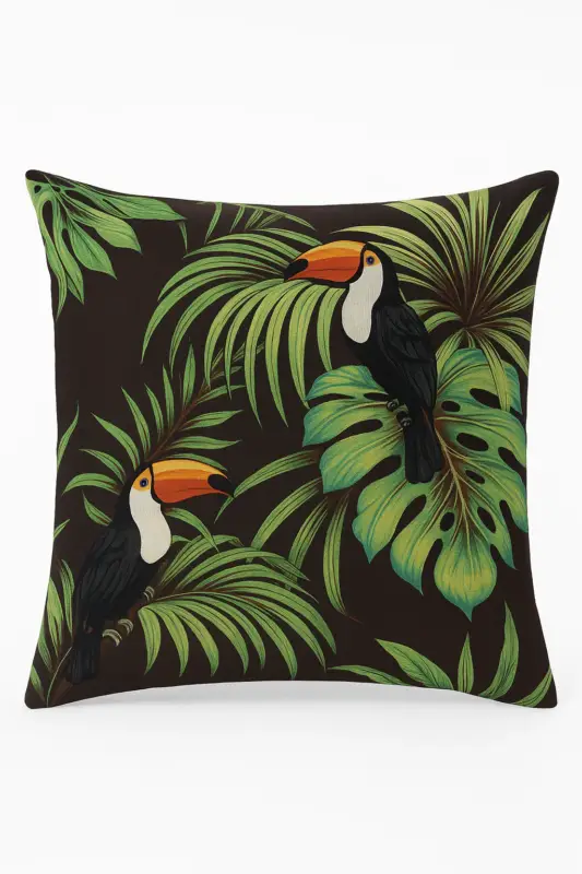 Offre Limitée Tropical cushion cover with colourful parrot design