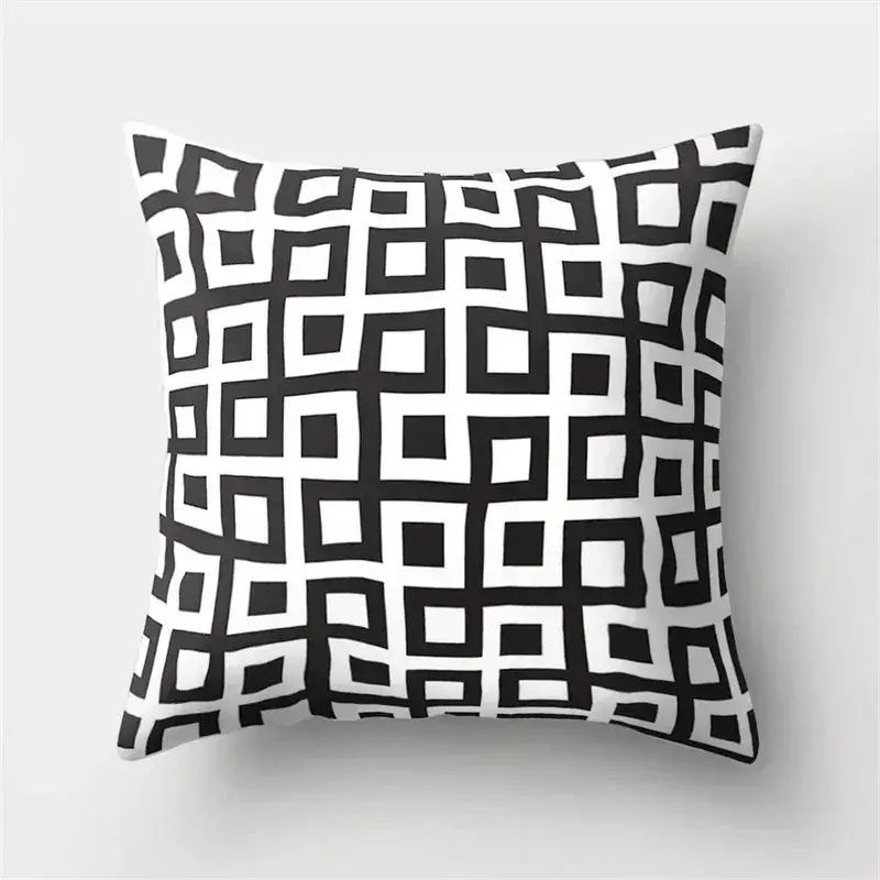 Meilleur Prix Decorative black and white wavy geometric cushion cover