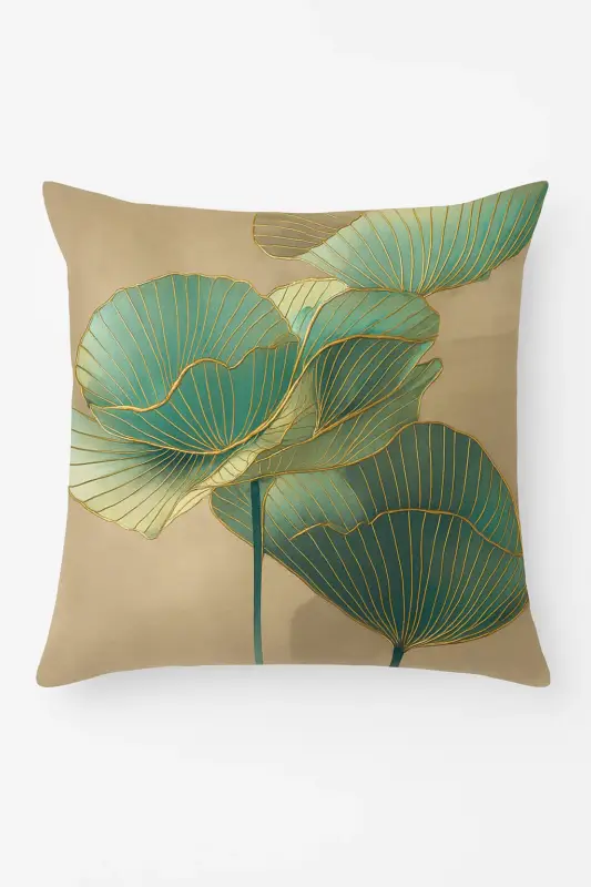 Ginkgo floral cushion cover for interior decor Certifié