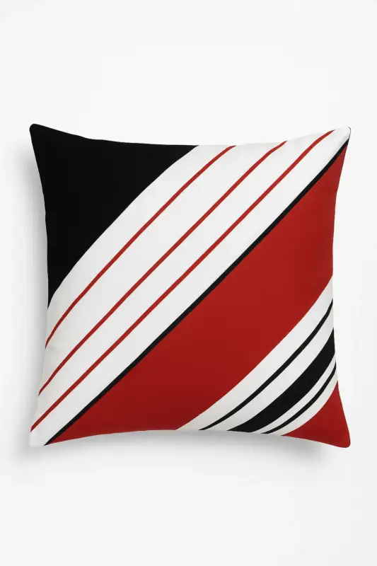 Black and red geometric cushion cover Vente Directe