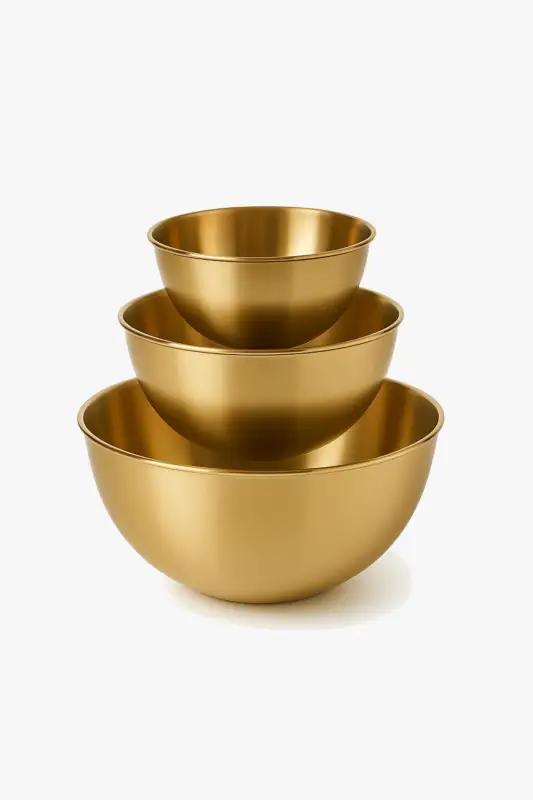 Expédié Aujourd'hui Set of three stainless steel kitchen mixing bowls