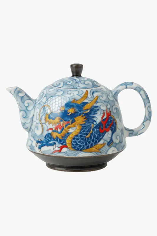 Chinese porcelain teapot with traditional pattern and infuser Commander Maintenant