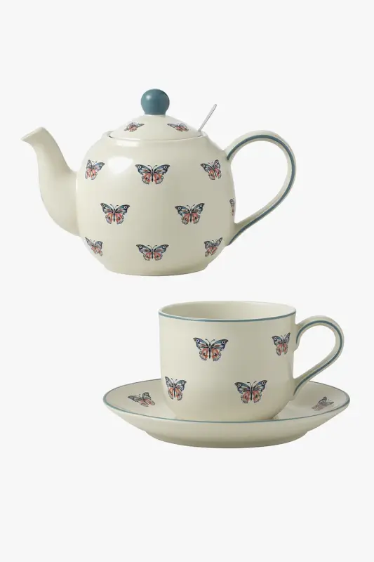 Commande En Gros Ceramic teapot with butterfly and animal design and infuser