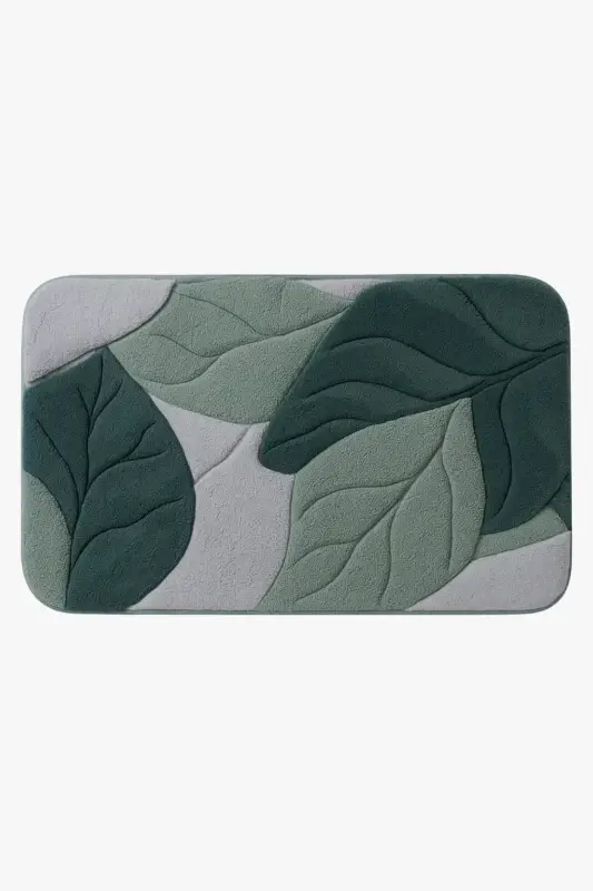 Nordic style bath mat with leaf pattern, non-slip Satisfait Ou Remboursé