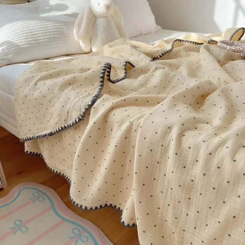 Lightweight crepe cotton throw with check pattern for children summer Jusqu'à Épuisement Des Stocks