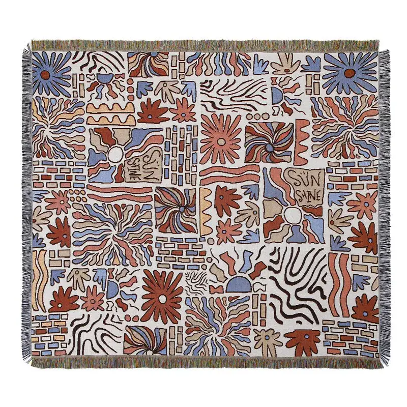 Bohemian landscape throw for sofa, living room and picnic Achetez Aujourd'hui
