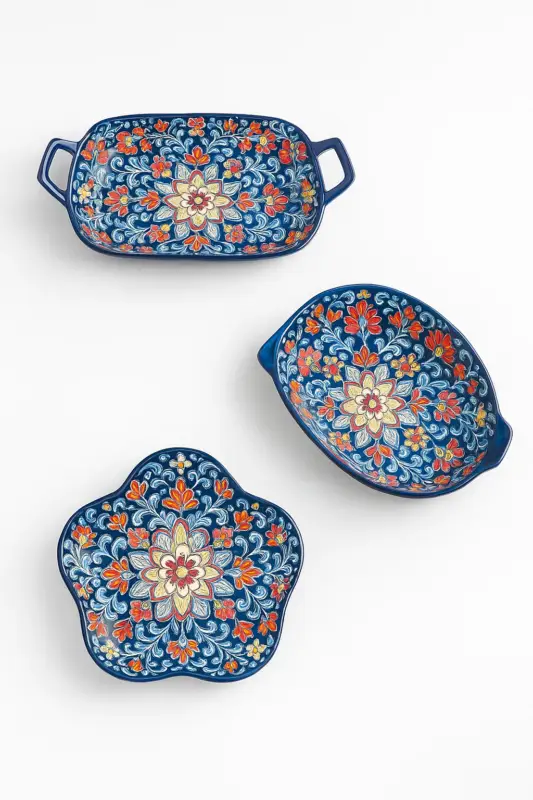 Haute Qualité Bohemian ceramic fish plate with double handles for kitchen use