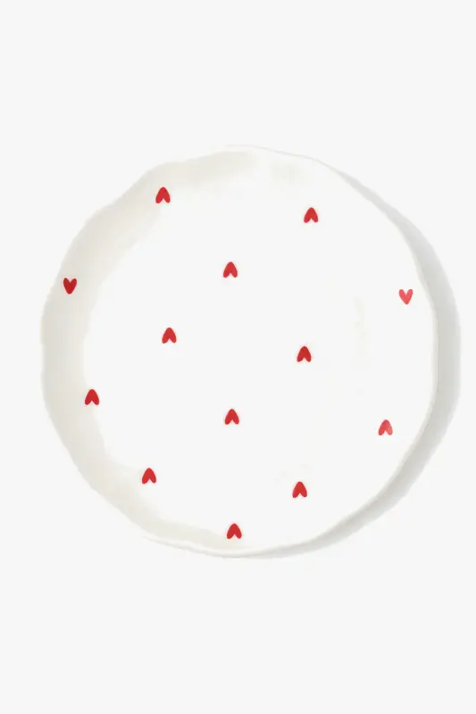 Promotion Korean style ceramic cake plate with floral motif