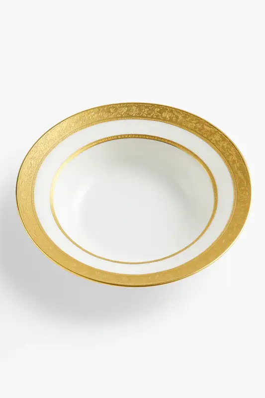 Palace style porcelain plate with gold rim and relief, european decor Usine Directe