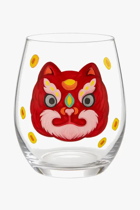 Prix Cassé Tall wine glasses with hand-drawn floral patterns set