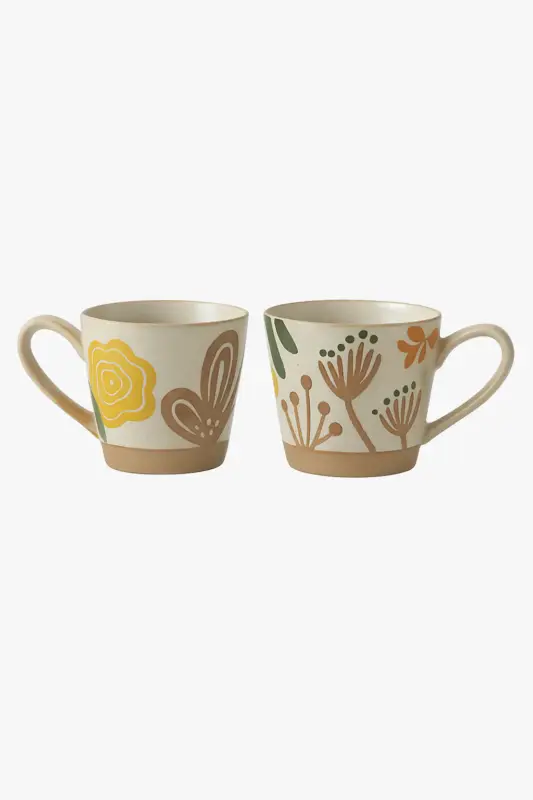 Retro hand-painted ceramic mug with custom floral design Offre Exclusive