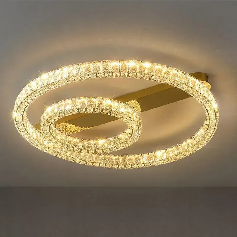 Livraison Express Luxury dimmable gold crystal led ring ceiling light