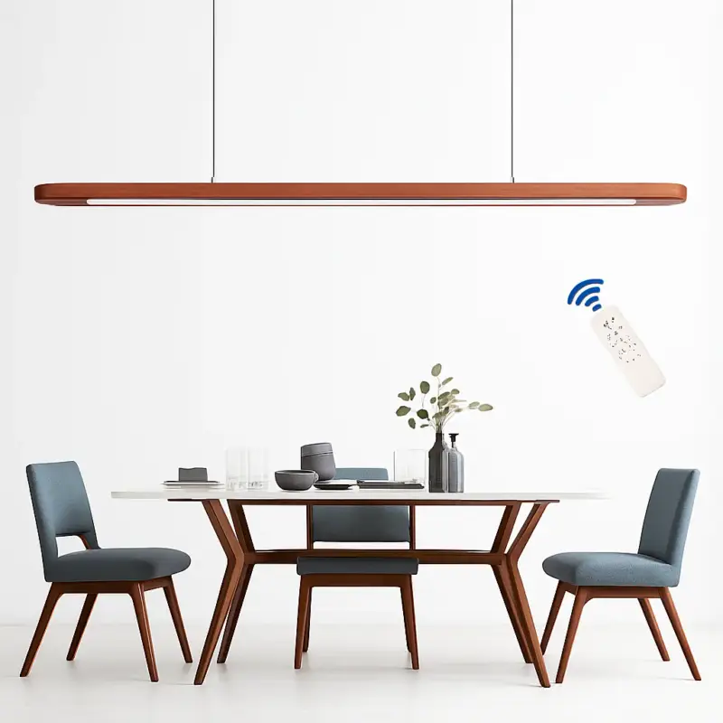 Populaire Modern nordic oval wood led pendant light long strip design