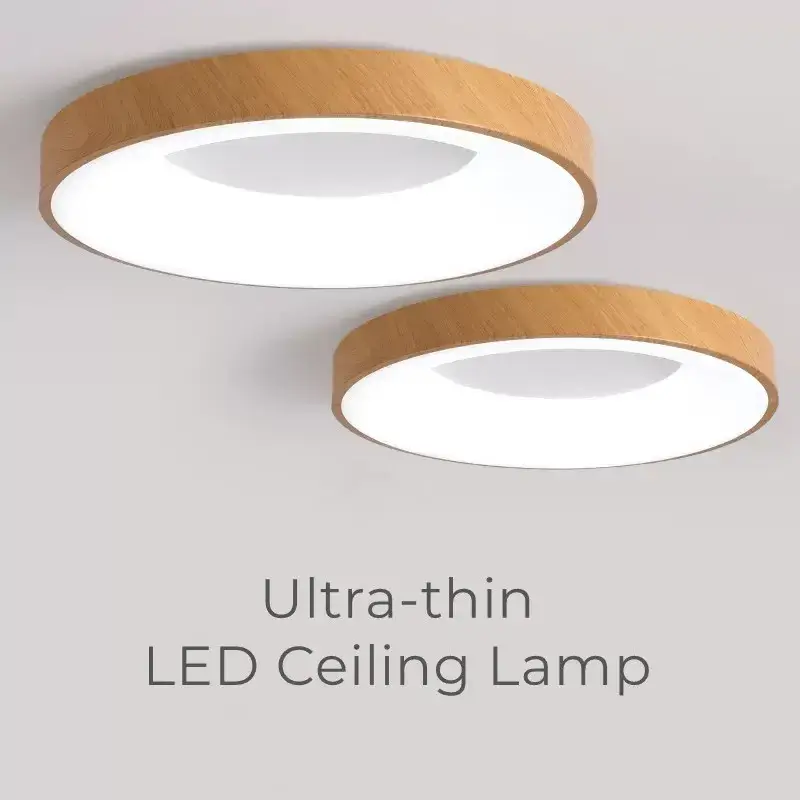 Nouvelle Collection Ultra-slim round wood grain led ceiling light