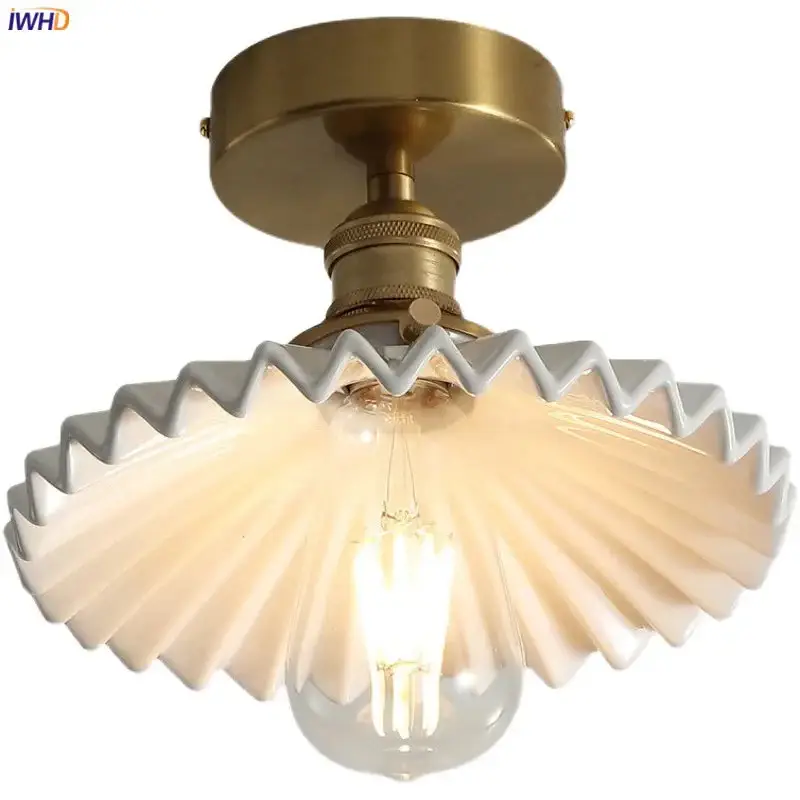 Nordic copper led ceiling light with switch for bedroom, living roo... Livraison Express