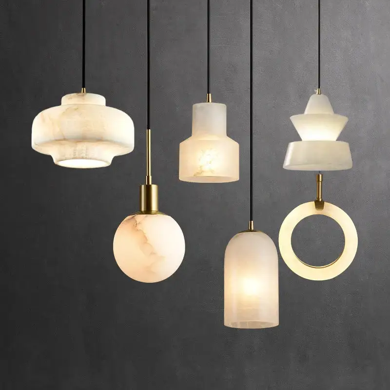 Super Prix Small spanish natural marble pendant light modern minimalist led ha...