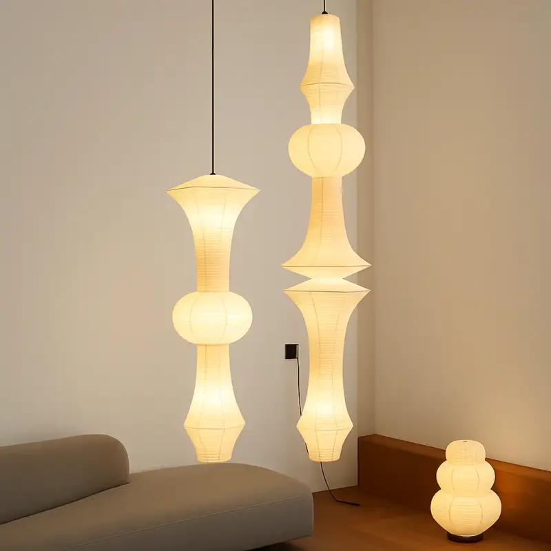 Bon Plan Nordic wabi sabi style rice paper led pendant light for living room...