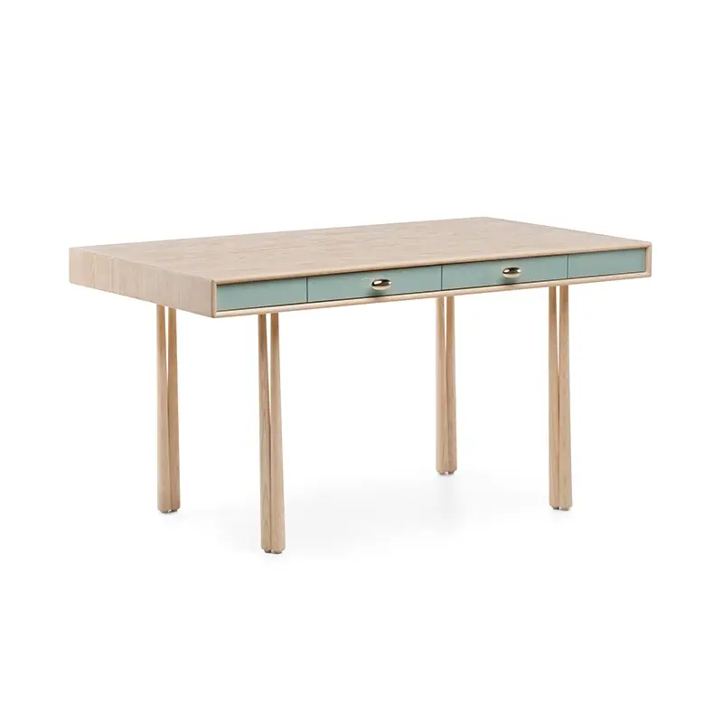 Bon Marché Desk ELLIOT Ash white oiled / HDF gloss lagoon paintedDE LA ESPADA