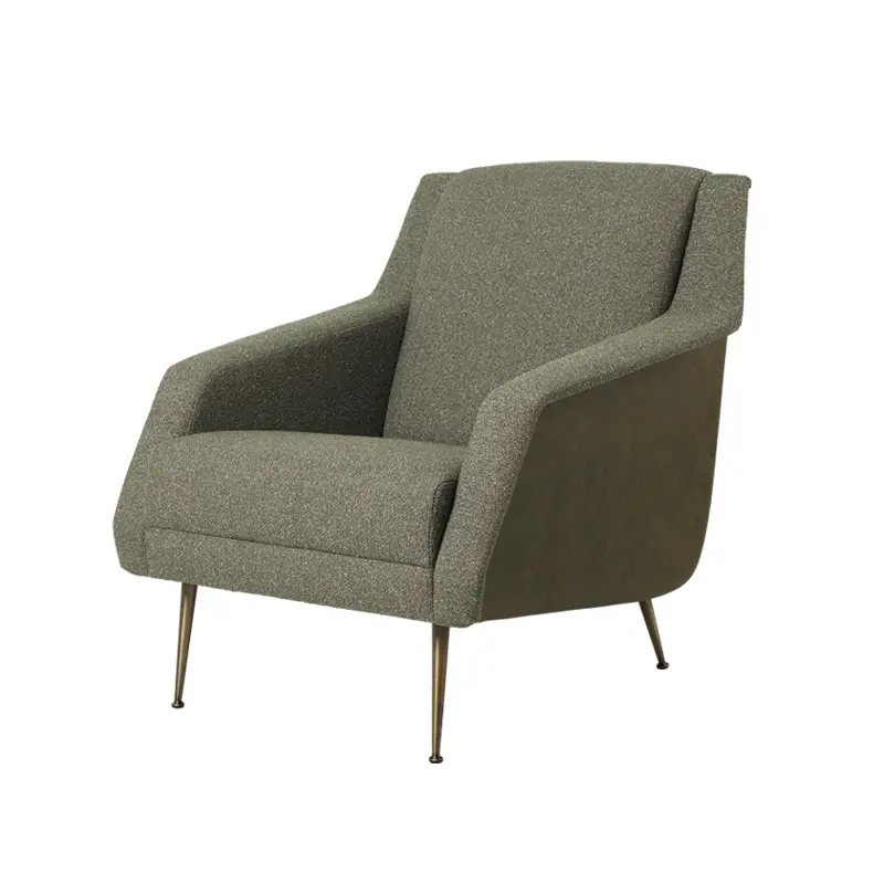 Fauteuil CDC.1 Around Bouclé 141/ cuir Army/ pieds laiton antiqueGUBI Offre Limitée