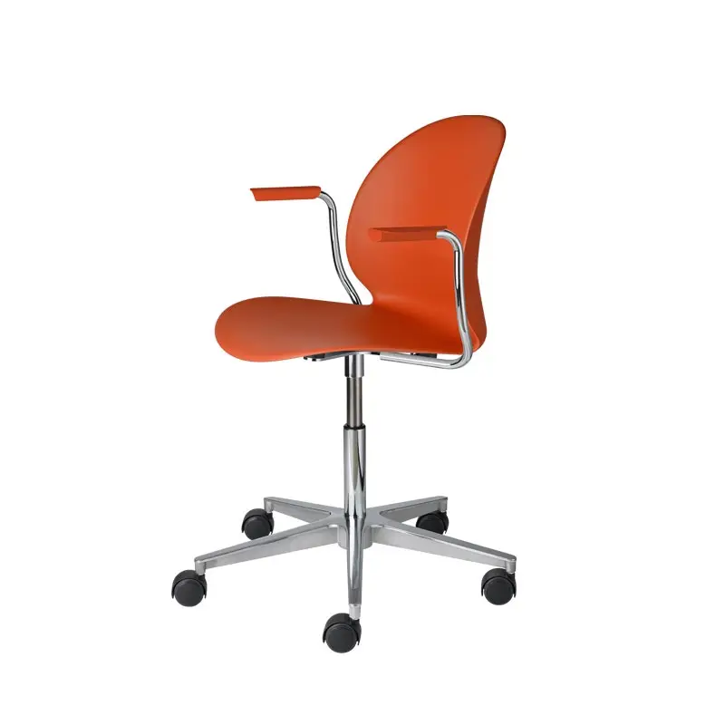 Expédié Aujourd'hui Dining Chair N02 RECYCLE with armrests and castors Dark orangeFRITZ HANSEN