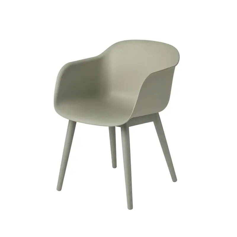 Dining Chair FIBER ARMCHAIR 4 wooden legs Ash greenMUUTO Pas Cher