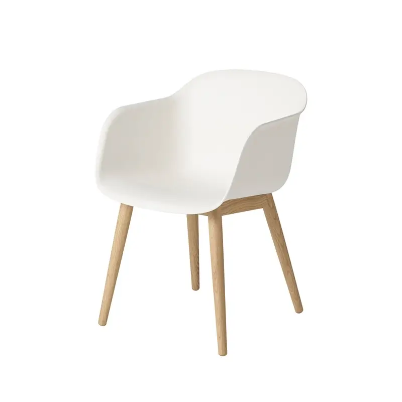 Dining Chair FIBER ARMCHAIR 4 wooden legs White/ oakMUUTO Nouveauté