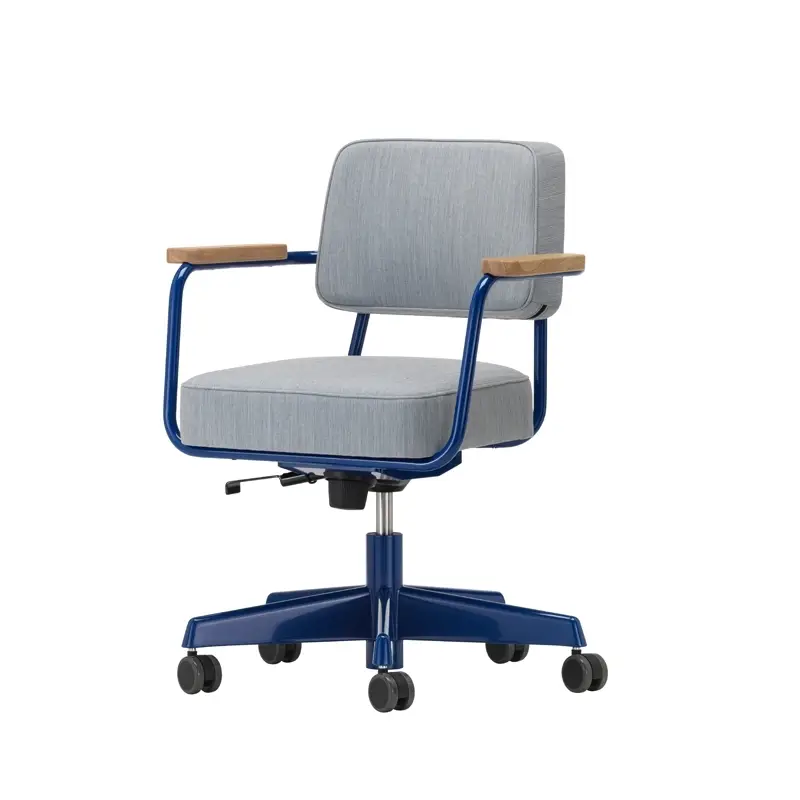 Office Chair SWIVEL STEERING CHAIR Tress bluish grey blend 06/ Prouvé Bleu MarcouleVITRA Soldes