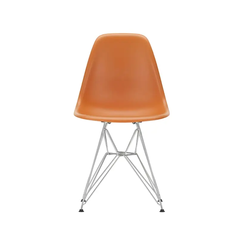 Marque Chaise EAMES PLASTIC CHAIR DSR Pieds Tour Eiffel Orange rouille REVITRA