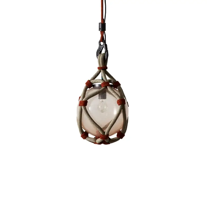 Outdoor Lighting Hanging lamp BOLLICOSA NAUTILUS Ø 30 Transparent pink glass / rust knotsCASSINA Produit De Marque